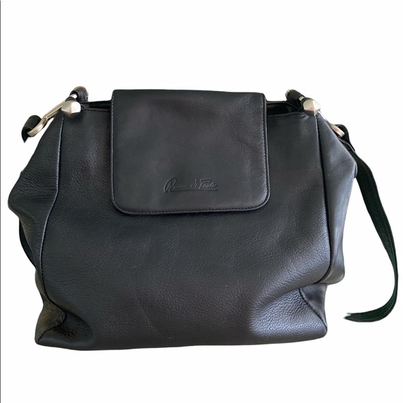 Ramona Di Paolo Vintage Black LeatherSilver Chrome Clip Shoulder Bag - Picture 2 of 12